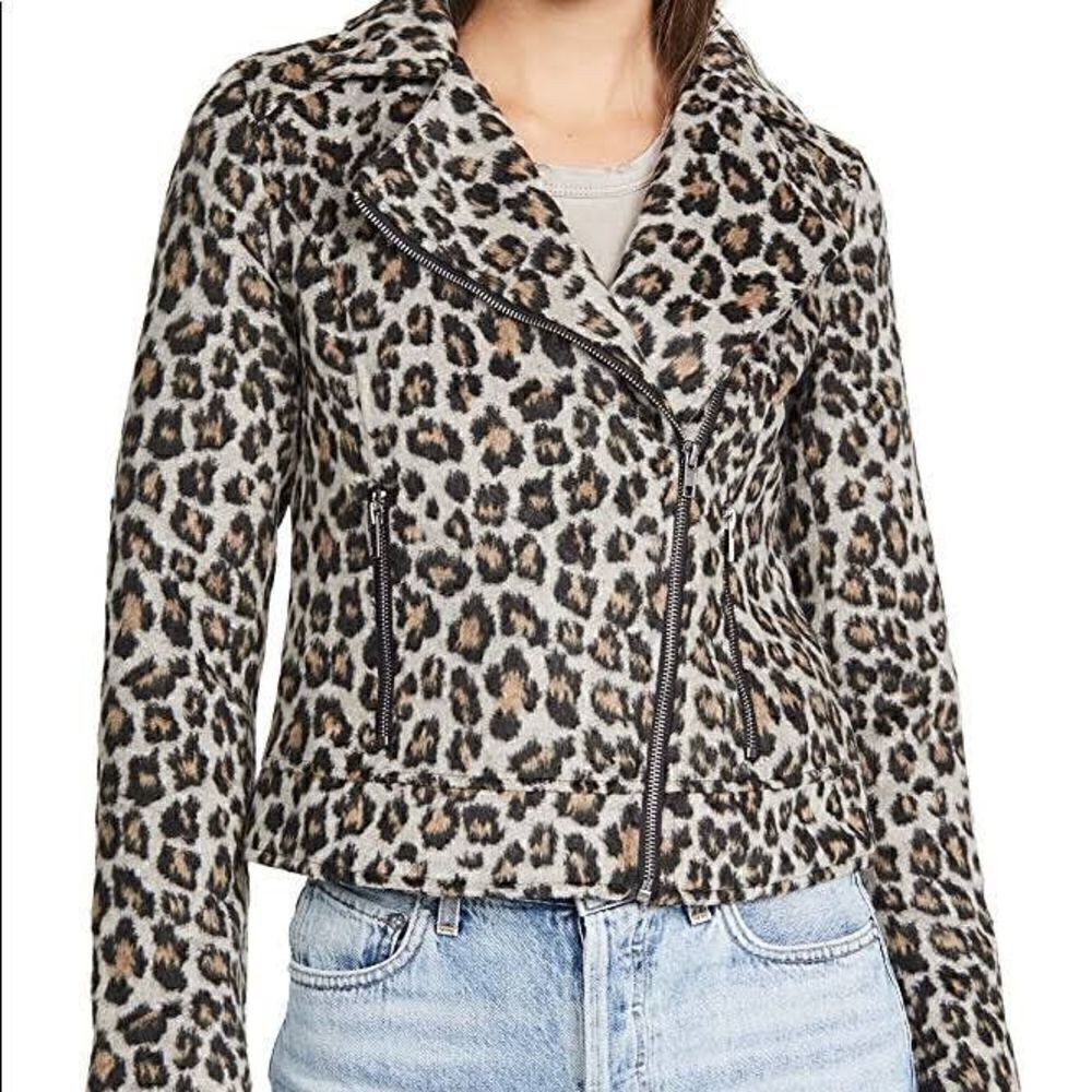 NEW Cupcakes and Cashmere Cheetah Print Moto Jacket Size XS Mob Wife NWT